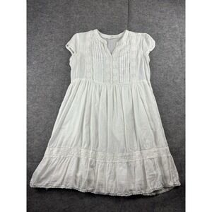 LOVESTITCH WHITE COTTAGECORE COASTAL BOHO SHORT SLEEVE MINI DRESS WOMENS S